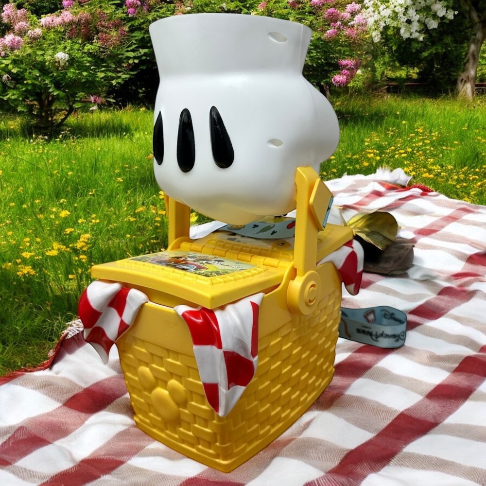 Disney Parks Mickey Mouse Picnic Basket‎ Popcorn Bucket with Strap Collectible